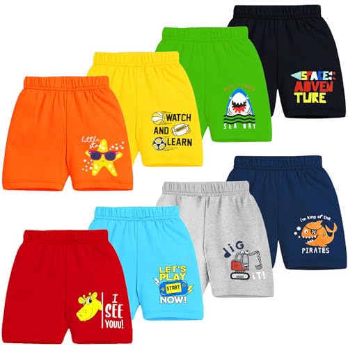 Image of Kuchipoo Boys Regular Fit Cotton Shorts - Pack of 8