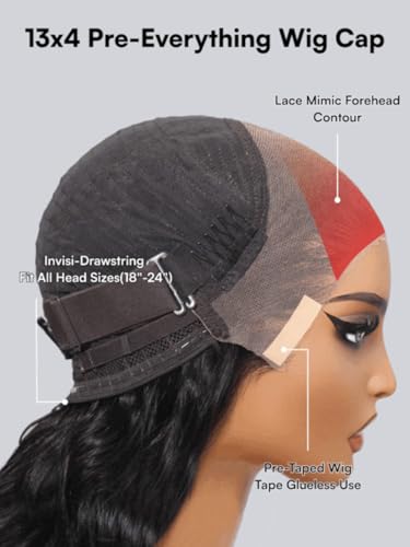 Image of Beauty Forever Pre Everything Medium Chocolate Brown Loose Wave 13x4 Lace Front Human Hair Wig Pre Plucked Pre Cut Face Framing Layers Glueless Drawstring Wear and Go Wigs 150% Density 26inch