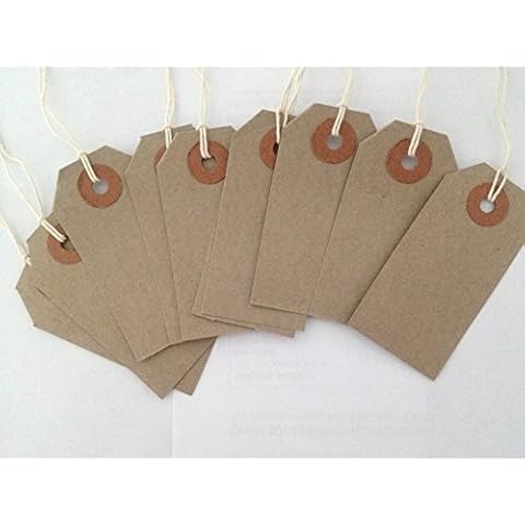 Range Wholesale Quality Buff/Brown - Natural 108 x 54mm Strung Tags Price -Tags Labels Reinforced Rings Luggage Strong String Retail Gun Ticket Tie On Gift (Pack of 100) Cover