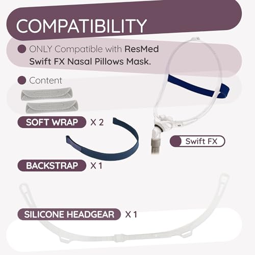 Image of FX CPAP Headgear Strap Compatible with Resmed Swift FX Nasal Pillows CPAP Mask- Adjustable Headgear C Pap Replacement Supplies Part for Swift FX