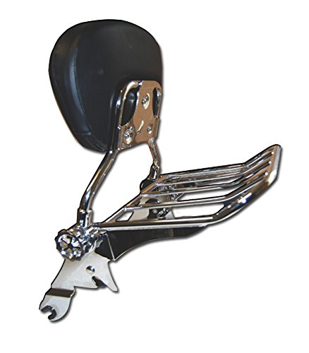 Wisdom Motorcycle Backrest Sissy Bar and Luggage Rack with LOCK for Harley Davidson Touring Models 2009 and Up
