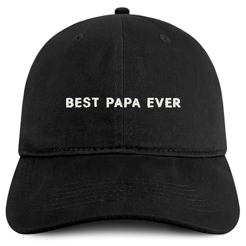 Trendy Apparel Shop Best Papa Ever One Line Embroidered Soft Crown 100% Brushed Cotton Cap - Black