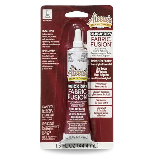 Aleene's Quick Dry Fabric Fusion, Fast-Drying Permanent Fabric Glue, Stong Bond Dries Soft and Clear in Minutes, 1.5 fl oz