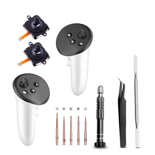 Image of 2 Joystick Replacement Kit for Oculus Quest 3 Controller, Repair Kit for Meta Quest 3, Including 2 Joysticks, Screwdriver, Tweezer, Pry Tool