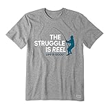Life is Good Mens Crusher Crew Neck T-Shirt (The Struggle is Reel - Heather Gray, Medium)