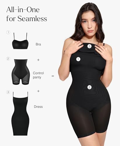 Image of Popilush Club Dresses for Women Built in Bra Dress Tummy Control Shapewear Mini Cocktail Dress Party Date Night Bodycon