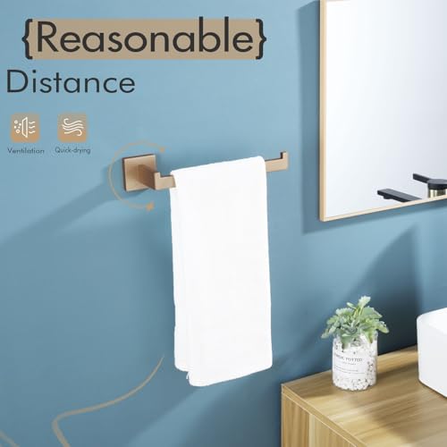 Image of KOKOSIRI Towel Bar for Bathroom Wall Mount 9'' Hand Towel Holder T-304 Stainless Steel Bath Kitchen Accessories, Champagne Bronze B3003CPG