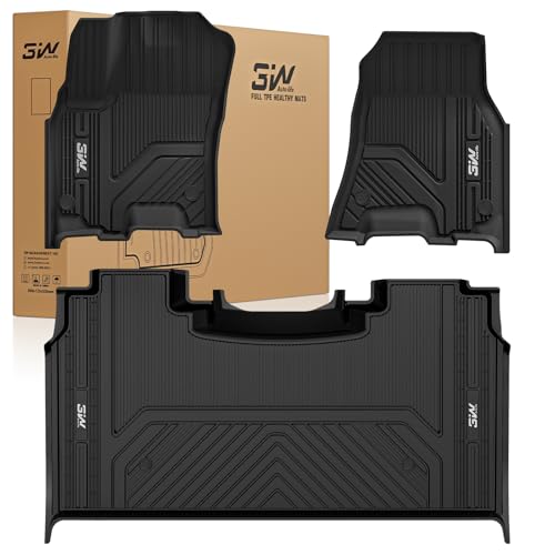 3W Floor Mats Fit for Dodge Ram 1500 Crew Cab 2025-2026(with Rear Under-Seat Factory Storage Bucket Seat) TPE All Weather Custom Fit Floor Liner for Ram 1500 Accessories Car Mats Black