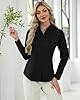 J.VER Women's Blouses & Shirts Long Sleeve Button Down Shirt Regual Fit Formal Business Work Office Casual Wrinkle Free Ladies Tops Black 3XL #2