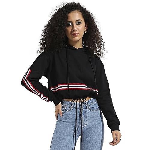 Image of Campus Sutra Women Cotton Hooded Neck Sweatshirt