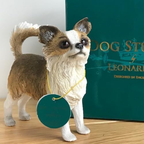 Image of Animal Crackers Long-Haired Chihuahua Dog figurine from the Dog Studies range, gift boxed dog lover collectible. Height 11cm.
