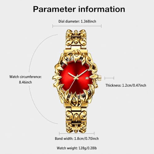Image of CARLIEN Gothic Claw Watch for Men - Unique Stainless Steel Wristwatch, Luminous Hands, Waterproof Quartz Movement, Futuristic Melting Style, Cool Red & Green Color Options