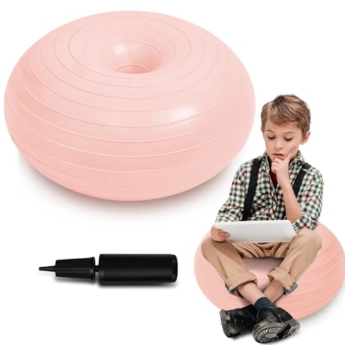 Image of Lewtemi 1 /2 /3 Pcs Flexible Seating for Classroom Elementary 20 Inch Yoga Ball Chair for Kids Wobble Chair for Sensory Kids Large Donut Ball Seats with Inflator for School Office