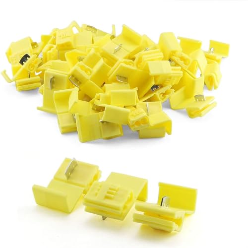 50PCS Yellow Solderless Quick Splice Wire Connectors 12-10 AWG, Electrical Snap Lock Terminals for Automotive Marine Wiring - Secure Insulated Crimp Connectors