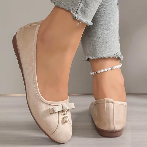 Womens Flats Shoes Dressy Round Toe Bowknot Foldable Comfortable Casual Slip On Ballet Loafers Women's Walking Driving Ballerina Flats Lightweight Low Top Non-Slip Dance Flat Shoes4