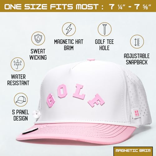 Image of BRIMZ Golf Performance Hat - Tee Holder & Magnetic Brim - Breathable Sweat & Water Resistant Golfing Snapback Cap