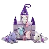 Unipak 12' Plush Castle - 5 Stuffed Animals in a Castle Carrying Case (Horses Purple Lavender...