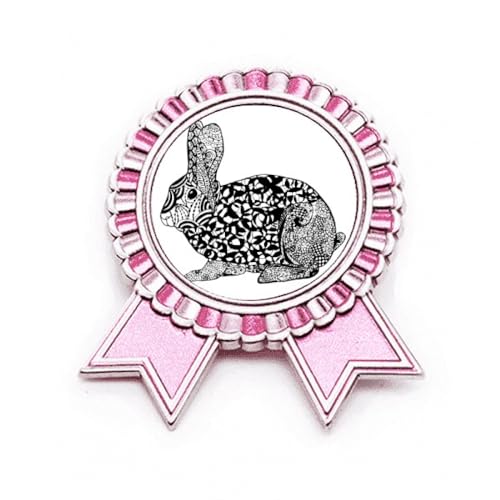 Broche rose grand lapin en métal taille M pour accessoiriser vos vestes et manteaux