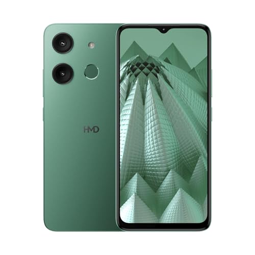 Image of HMD Aura | Dual Sim | 4 /128 GB | Unlocked Smartphone | Virtual RAM Memory | 2 Day Battery | 6.56 inch 60Hz Screen | 13 MP Dual Camera | International Version | Glacier Green