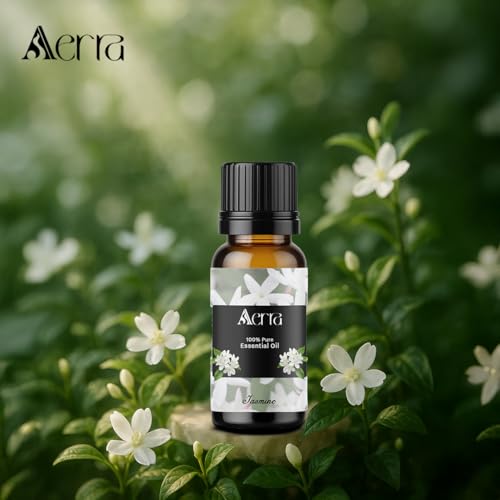 Image of Aerra Jasmine Essential Oil (15ml) - Pure Mogra Aroma Oil for Diffuser, Puja, DIY - Floral Scent