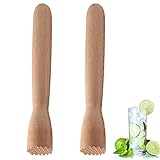 2 Stück Cocktail-Stößel Aus Holz Stößel Eiszerkleinerer Einfach zu Reinigen Hygienisch zum Debuggen Köstlicher Cocktails Getränke und Säfte Ideales Bartendel Werkzeug für Zuhause und Bar Länge 21cm