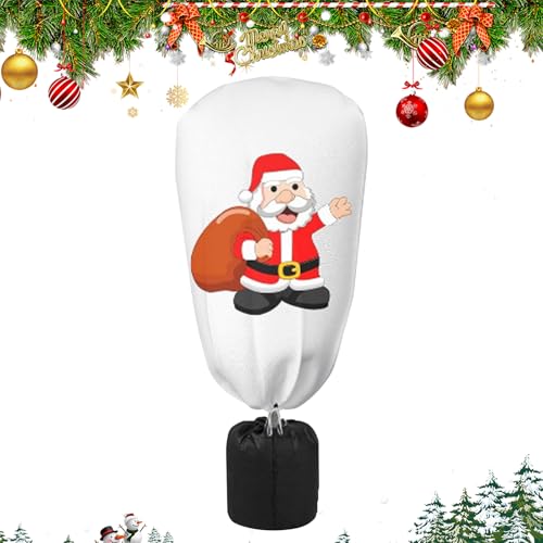 Naqqios Protezioni Antigelo per Piante - Tema Natalizio Coperture Invernali per Esterno | Tessuto Non Tessuto Traspirante con Zip Cordino Fibbia per Rose Serra Estivo