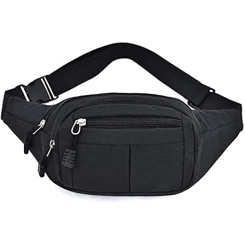 Bum Bag for Men and Women Waist Bag Outdoor Mobile Phone Sports Waterproof Running Belt Shoulder Bag Money Belt for Camping Hiking Fitness Cycling Gift, Large, Black, Standard Size, Doggy Bag Cover