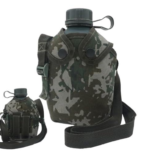 Botella militar - Botella de hidratación aislada, con cubierta de camuflaje, para equipo al aire libre, Contenedor de bebidas portátil, Equipo de campo duradero | Soluzio