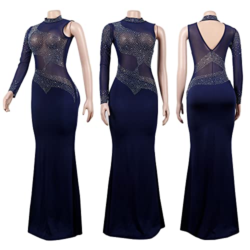 Image of PORRCEY Women's Sexy Elegant Rhinestone Bodycon Dress Hot Drilling Clubwear