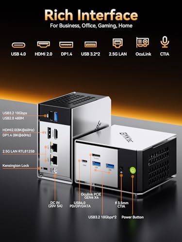 GMKtec M8 mini oyun bilgisayarı AMD Ryzen 5 Pro 6650H - Görsel 6