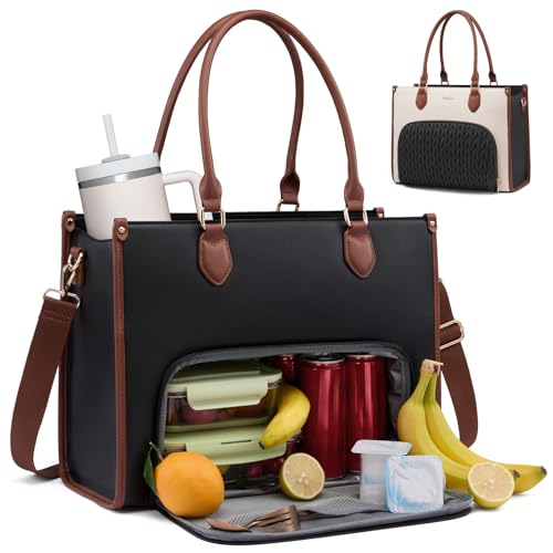 LOVEVOOK Lunch Tote Bag for Women 3 in 1 Work Bag with Insulated Lunch Compartment 15.6 Inch Laptop Tote Bag for Teacher Nurse Business Office