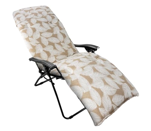 CHELY INTERMARKET Cojín Acolchado 180x55x8cm Pluma Beige Exterior Tumbonas Sillas Jardín Terraza Cómodo Poliéster Respaldo Largo Palets Reclinables Sujeción Elástica Vacaciones