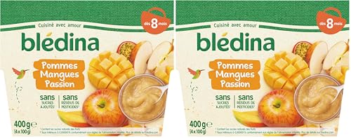 Blédina 4 Coupelles Pommes Mangues Passion dès 8 mois (Lot de 2)