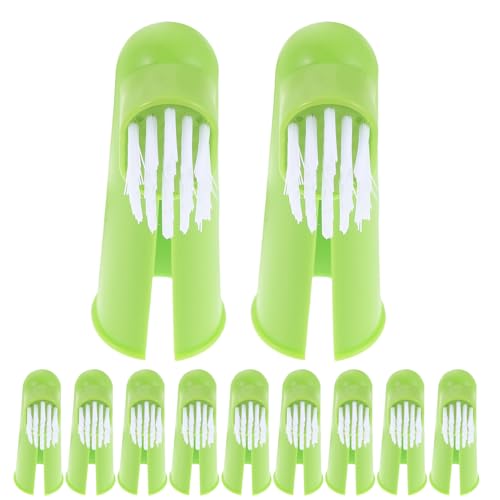 Brosses à dents de doigt pour animaux lot de 50 pour l'hygiène des chiens et chats vert