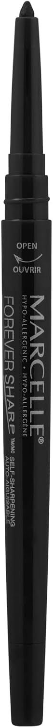 Marcelle Forever Sharp Waterproof Kohl Eyeliner, Blackest Black, Vegan, Cruelty-Free, Waterproof, Long-Lasting, Fragrance-Free, Paraben-Free, 0.25g