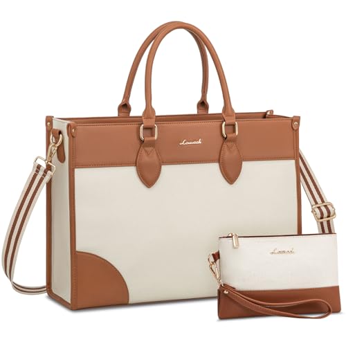 LOVEVOOK Laptop Bag for Women 15.6 lnch,Waterproof Laptops Tote Bags for Womens,Professional Work Bags for Women with Cup Holder,Large Laptop Purse Computer Briefcase Office Teacher Clutch Bag,2 PCS
