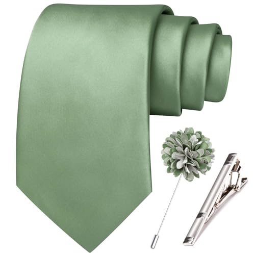 Image of Hi-Tie Men's Extra Long Solid Satin Tie Set 63 Inch /70 Inch Formal Necktie