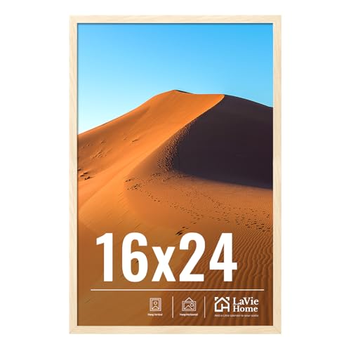 Image of LaVie Home 16x24 Picture Frame for Wall Display, 16x24 Oak Picture Frame with HD Plexiglas, 16 x 24 Poster Frame 1 Pack, Display Frame for Vertical or Horizontal, Classic Collection