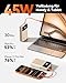 INIU 45W Power Bank für iPhone, Ultra Klein 20000mAh Powerbank mit Integriertem USB-C Kabel, Schnellladen Externe Handyakkus, Flugtauglich, Reise-Essential, für iPhone 17 16 Pro, Samsung S22, Beige.