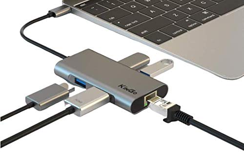 Adaptador Hub Macbook Pro/Air Usb C Tipo C USB3.0 Hdmi 4k Rj45 Kingo T1014