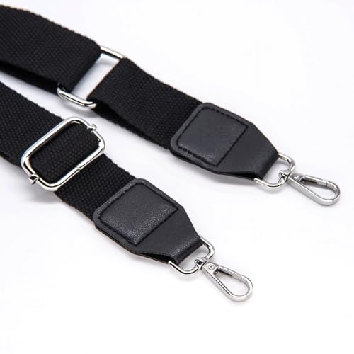 S&loyoe Solid Color Purse Straps Replacement Crossbody Bag Strap Adjustable Wide Guitar Straps for Handbags 1.5inch (Leather pure black silver)