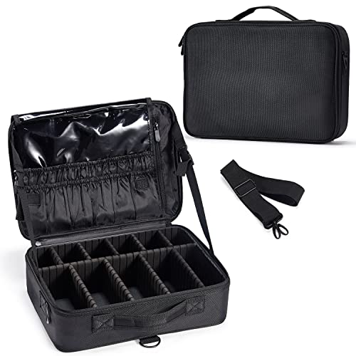 Kosmetiktasche Groß Schminktasche Reise Make up Tasche Kosmetikkoffer Make up Koffer Schminkkoffer Make up Organizer Tasche Make up Bag Beauty Tasche , Schwarz Cover