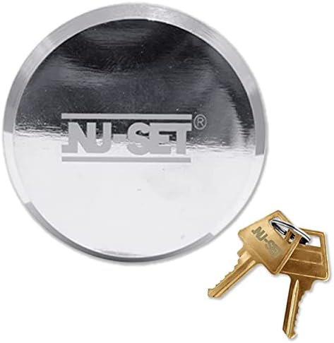 NU-Set 2-7/8 Inch Heavy Duty Solid Steel Hockey Puck Padlock with Hardened Reinforced Shackle for Superior Cut Resistance.Hidden Shackle Design Resists Pulling and Prying, Chrome Finish, 5373-3