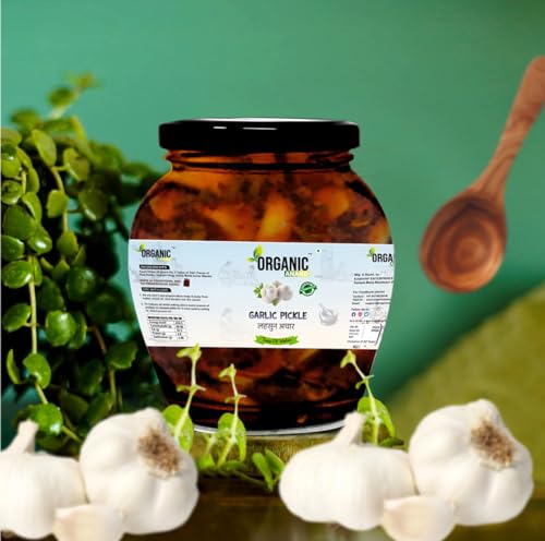 Image of Organic Anand Natural Garlic Pickle (Lahsun Ka Achar), Homemade Pickles, No Artificial Colors & No Preservatives (350gm-Pack of 1)