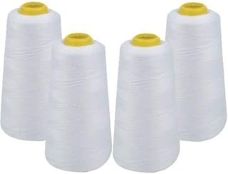 IZO Home Goods 4-Pack of 6000 Yards (Each) White Serger Cone Thread All Purpose Sewing Thread Polyester Spools Overlock (Serger,Over Lock, Merrow, Single Needle)