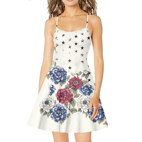 Image of Cozeyat Women Girls Summer Sleeveless Dress Casual Swing Beach Cover Up Knee Length Dresses,Large Size XS-4XL