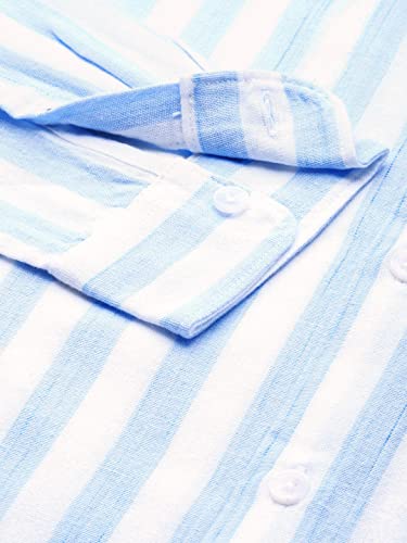 Image of THE BEAR HOUSE Men's Cotton Blue & White Slim Fit Checked Flannel Cotton Casual Shirt | 3XL |TBH-ZELIE-BL-3XL |