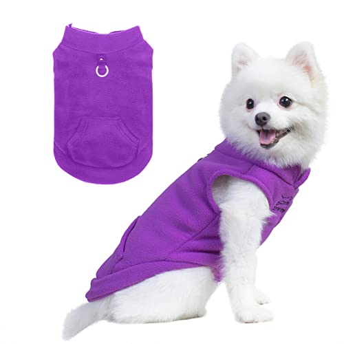 EXPAWLORER Polar Fleece Vest Dog Clothes - Fall Dog Sweater Pet Clothing, Warm Soft Pullover Sleeveless Dog Jacket with Small Pocket, Cold Winter Coat for Small Medium Large Dogs (Purple, XL)