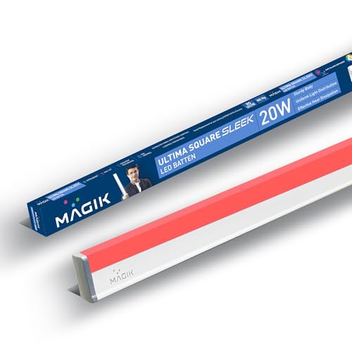 Image of MAGIK Ultima Square Sleek 20W (Red) LED Batten | T5 Tube Light | High Brightness Accent Light | Energy Efficient | Polycarbonate Body | Ideal for Home & Decorative Use | Pack of 1