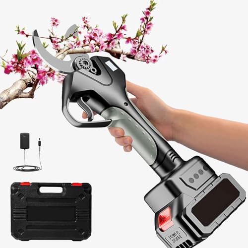 YMXEURSC Podadora eléctrica inalámbrica Liviana, 21VBattermer de árboles accionada por batería con Motor sin escobillas y Poste de 2.1 m (2 Battery)